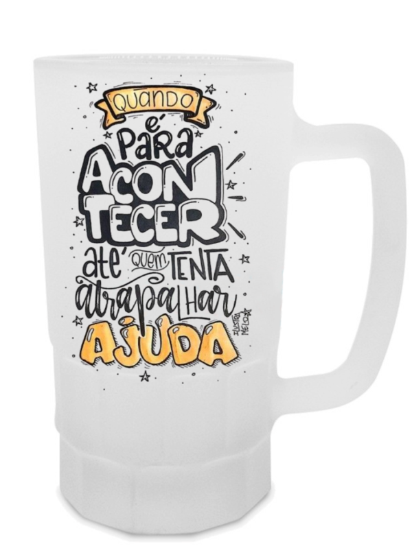Caneca de Chopp com Base Trabalhada em Vidro Jateado