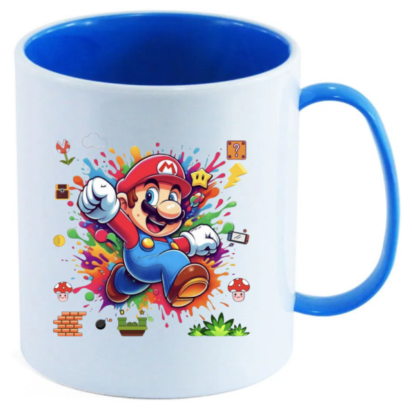 Caneca para Sublimação de Plástico Branco com Alça e interior Azul Royal